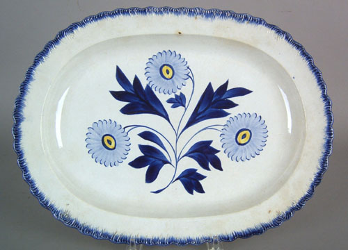 Appraisal: Leeds feather edge platter early th c with floral decoration