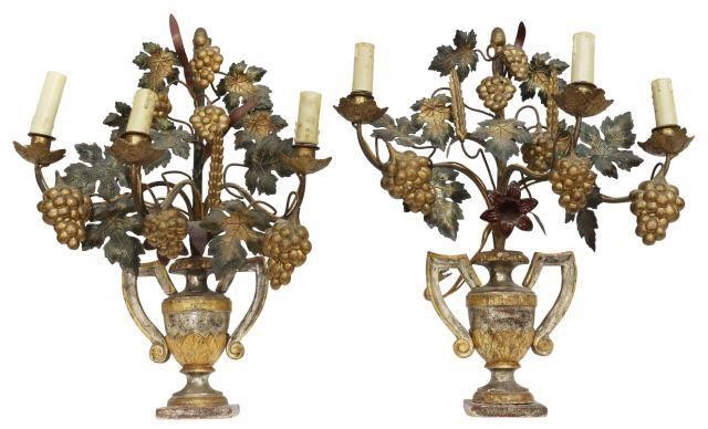 Appraisal: pair French ecclesiastical altar lights candelabra th c now electrified