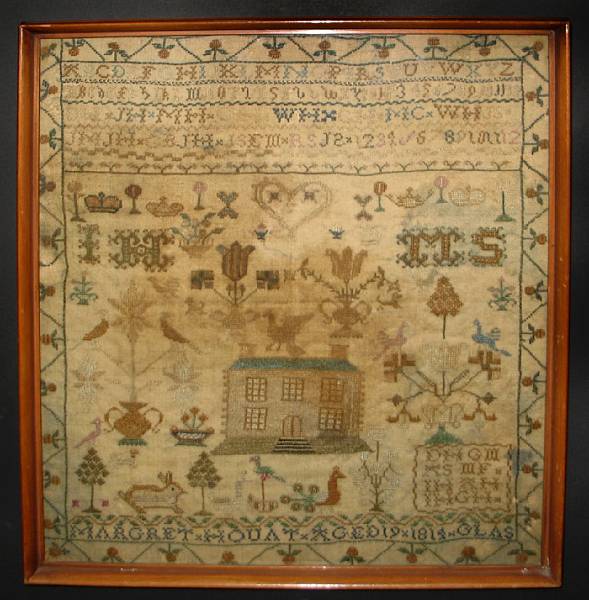 Appraisal: A Scottish needlepoint sampler dated framed and glazed height in