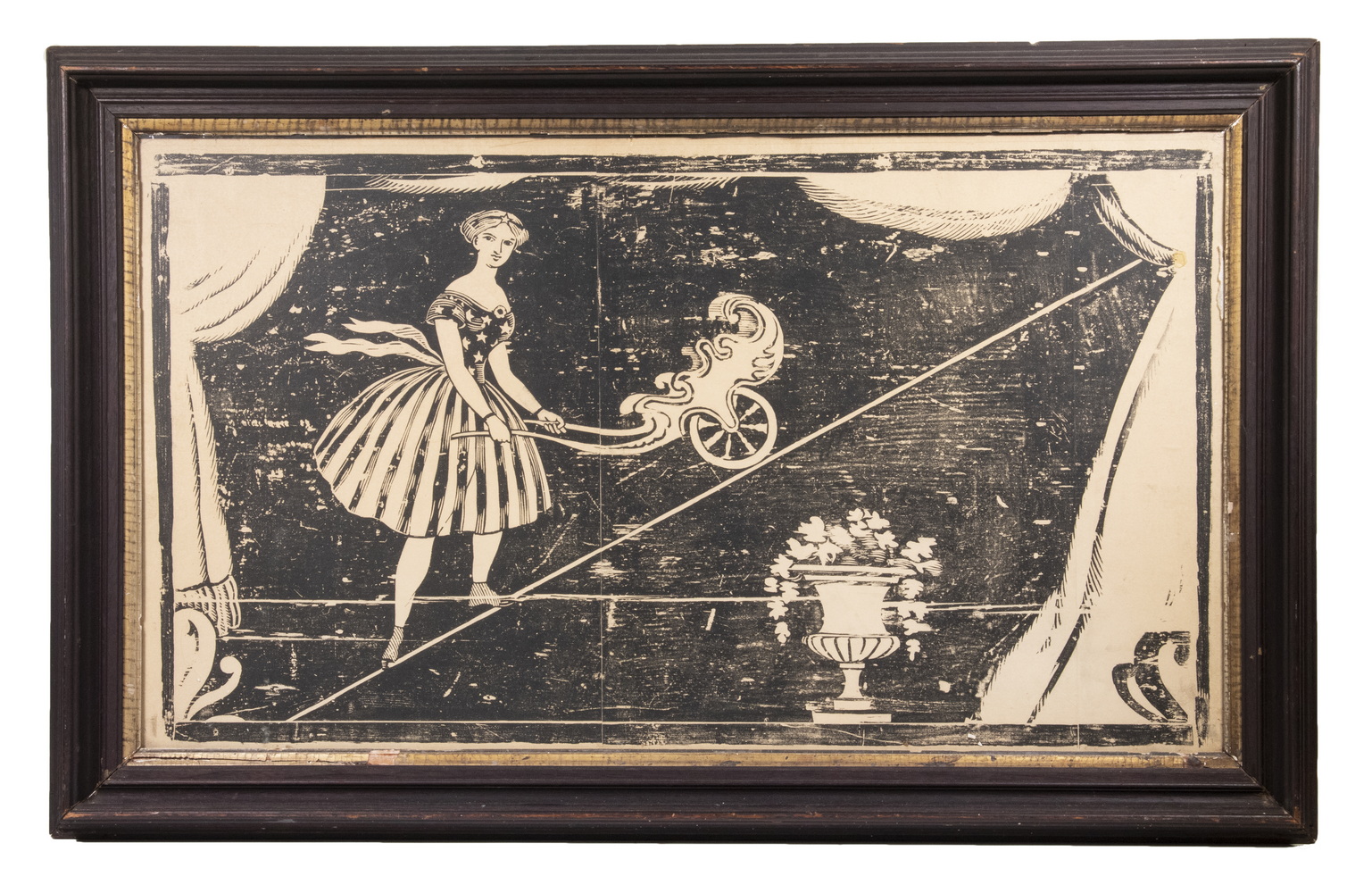 Appraisal: LARGE SCALE AMERICAN TH C NAIVE WOODBLOCK THEATRICAL BROADSIDE Circa