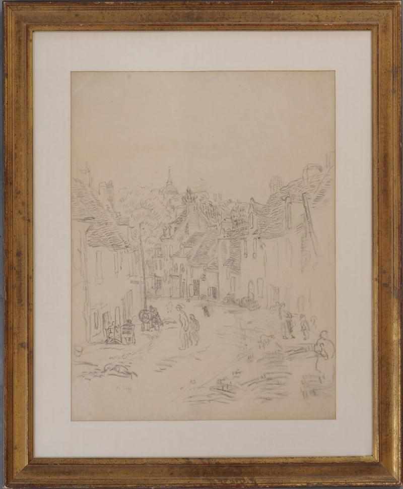 Appraisal: ATTRIBUTED TO RAOUL DUFY VILLAGE DE NORMANDIE Charcoal on paper