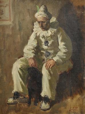 Appraisal: Edward Barnard Lintott English American - Seated Pierrot Oil on