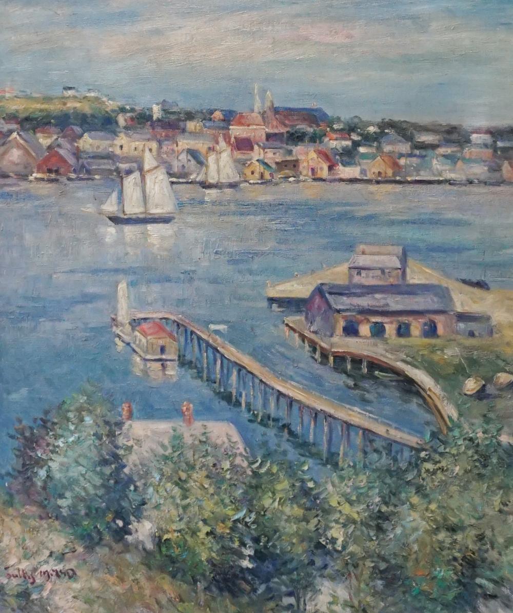 Appraisal: Sully Misso th Century View of Gloucester Harbor Oil on