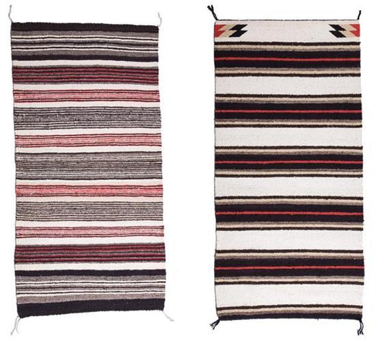 Appraisal: TWO NAVAJO WEAVINGS Twentieth century The first with striped bands