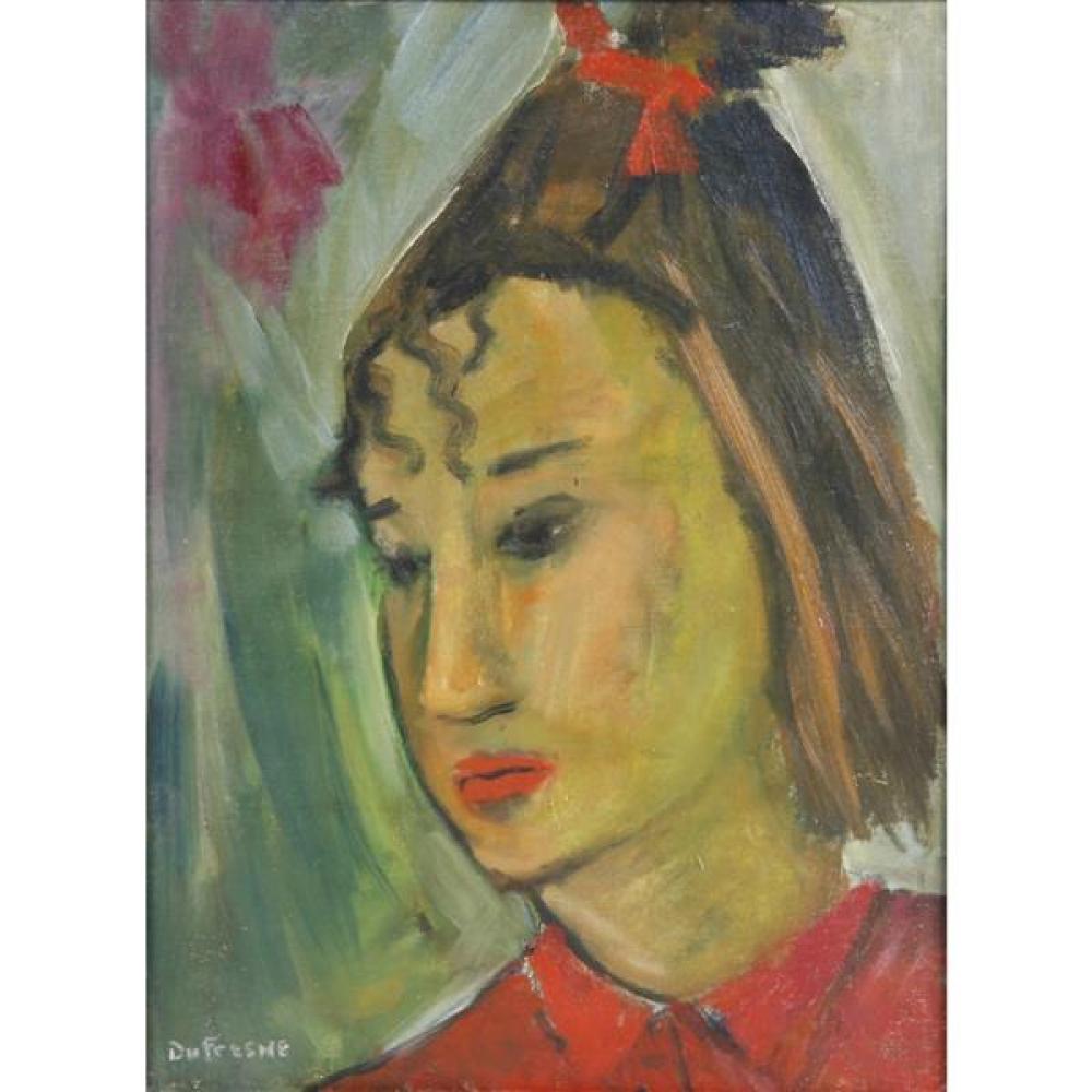 Appraisal: ANNETTE DUFRESNE B PORTRAIT OF A GIRL C OIL ON