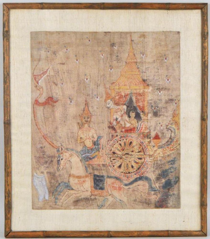 Appraisal: Thai Vessantara Jataka Scene Pigment on Fabric Prince Vessantara in