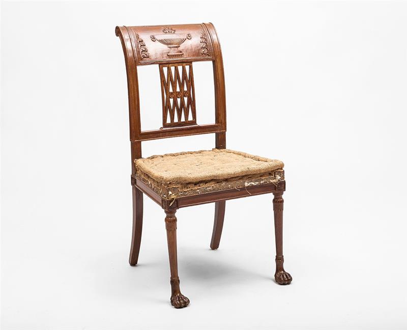 Appraisal: Directoire Style Carved Mahogany Side Chair x x in Estimate