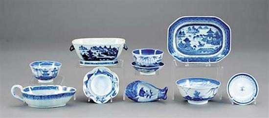 Appraisal: Chinese blue-and-white Canton porcelain tableware th th centuryassortment comprising rice