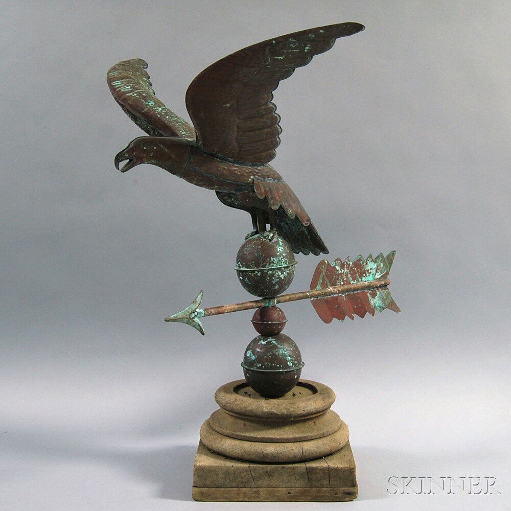 Appraisal: Molded Copper Eagle Weathervane th century the full-body spreadwing eagle