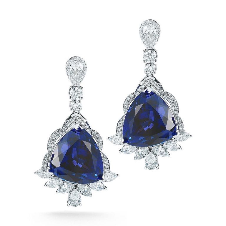 Appraisal: DELUXE TANZANITE EARRING DELUXE TANZANITE EARRING Perfectly matched Tanzanite trillions