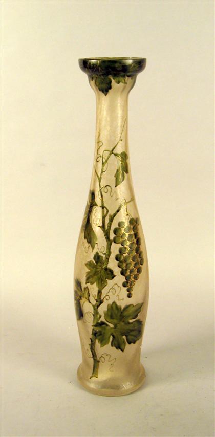 Appraisal: French Art Nouveau glass vase early th century H in