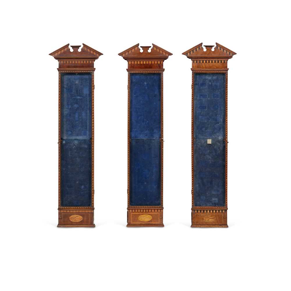 Appraisal: SET OF THREE GEORGIAN STYLE MAHOGANY HANGING DISPLAY CASES EARLY