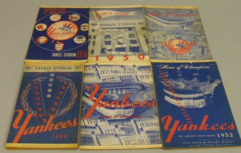 Appraisal: Eleven - American League New York Yankees Programs Scorecards vs