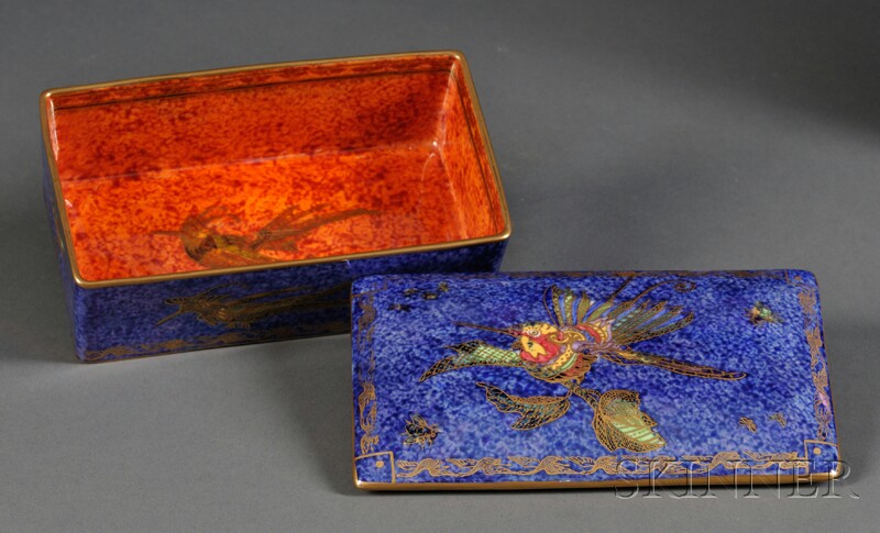 Appraisal: Wedgwood Hummingbird Lustre Box and Cover England c Z rectangular