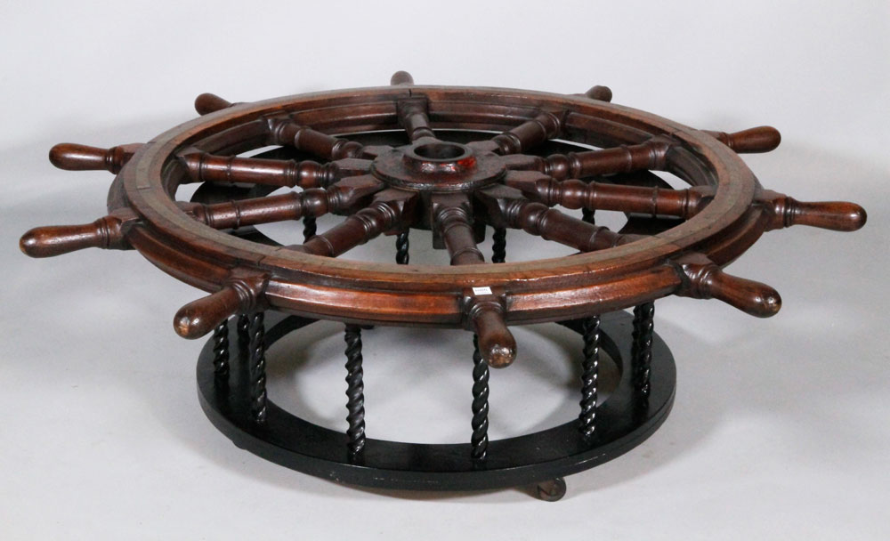 Appraisal: - Antique Ship Wheel Coffee Table Antique ship wheel coffee