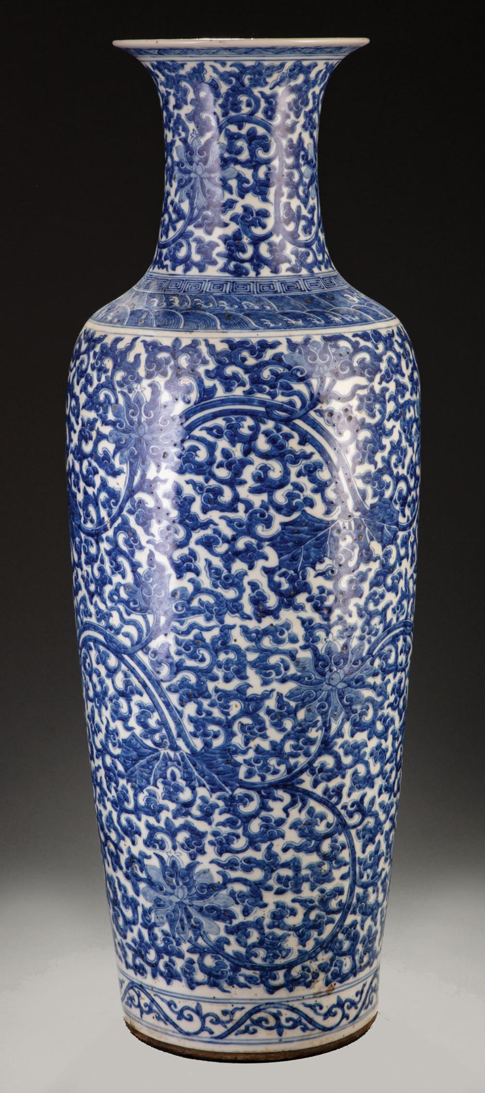 Appraisal: Large Chinese Blue and White Porcelain Vase late th th