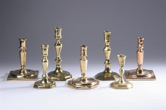 Appraisal: SEVEN ENGLISH AND CONTINENTAL BRASS BALUSTER-FORM CANDLESTICKS th and th