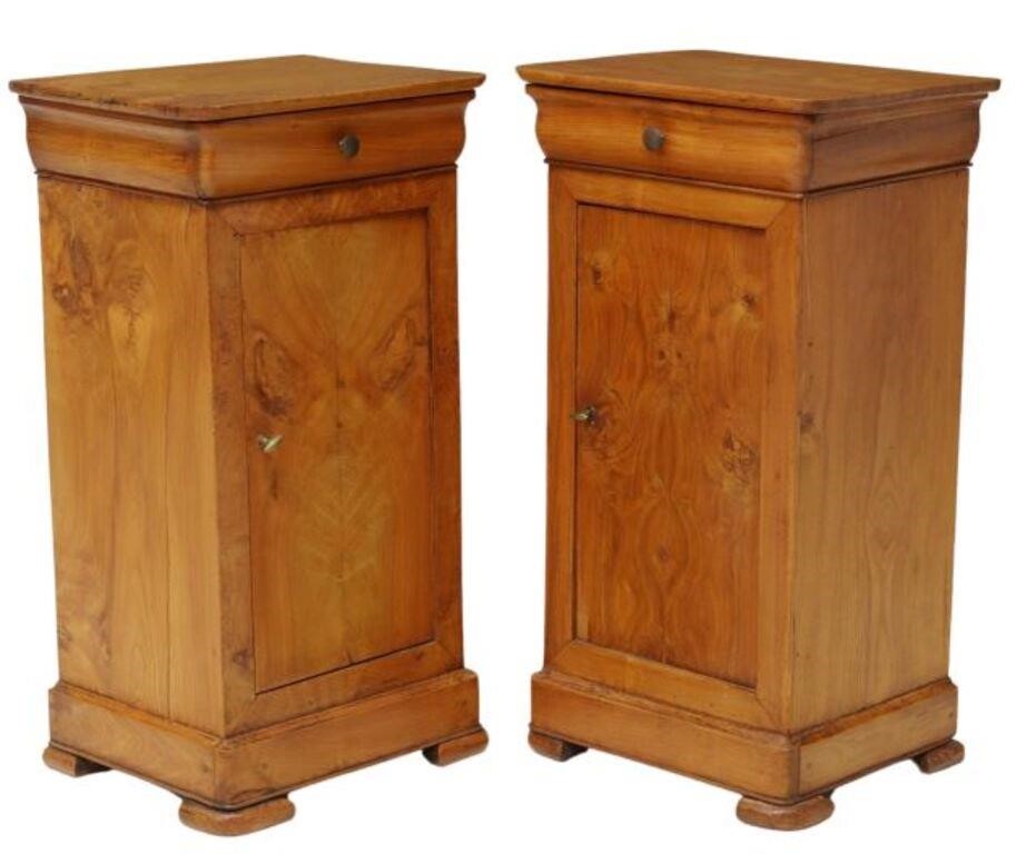 Appraisal: FRENCH LOUIS PHILIPPE PERIOD WALNUT NIGHTSTANDS pair French Louis Philippe