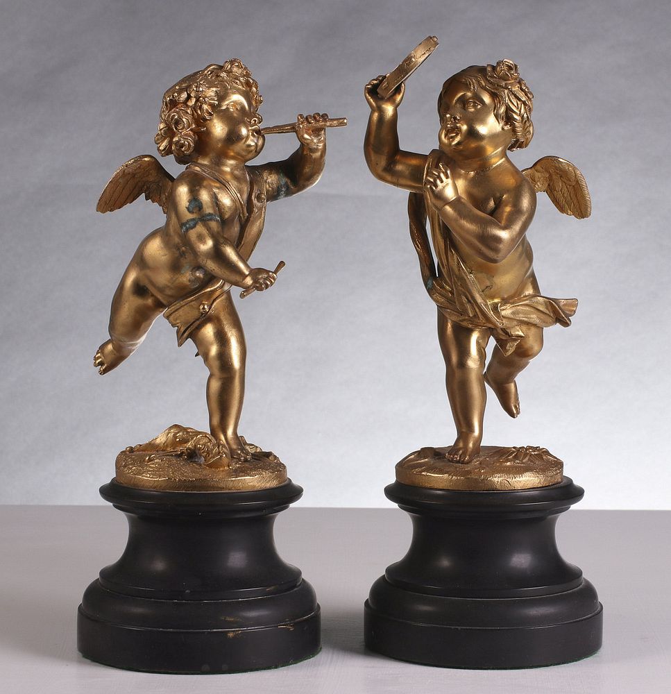 Appraisal: EARLY TH CENT GILT BRONZE FROLICKING PUTTO FIGURES Each frolicking