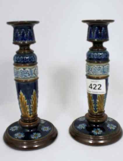 Appraisal: Pair Royal Doulton Stoneware Candlesticks height cm