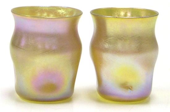 Appraisal: Two Tiffany LCT Favrile '' h pinched side toothpick holders