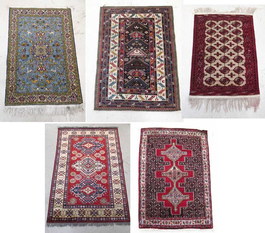 Appraisal: A VARIETY OF FIVE HAND KNOTTED ORIENTAL AREA RUGS '