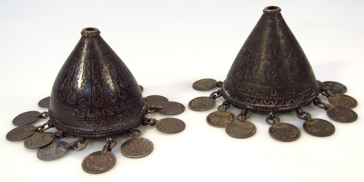 Appraisal: A pair of Eastern European hand bells each of domed