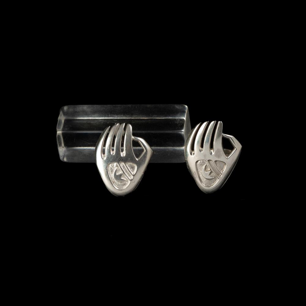 Appraisal: CHARLES LOLOMA PIERRE TOURAINE PAIR OF SILVER BADGER PAWS SILVER