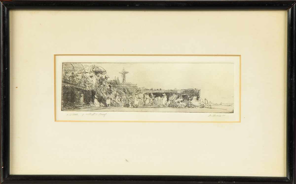 Appraisal: David Levine American - ''Coney Island'' Etching Sgn Lower right