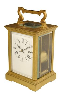 Appraisal: A French gilt brass Grand Sonnerie carriage clock with a