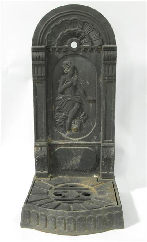 Appraisal: BLACK PAINTED CAST IRON FOUNTAIN The back cast with a