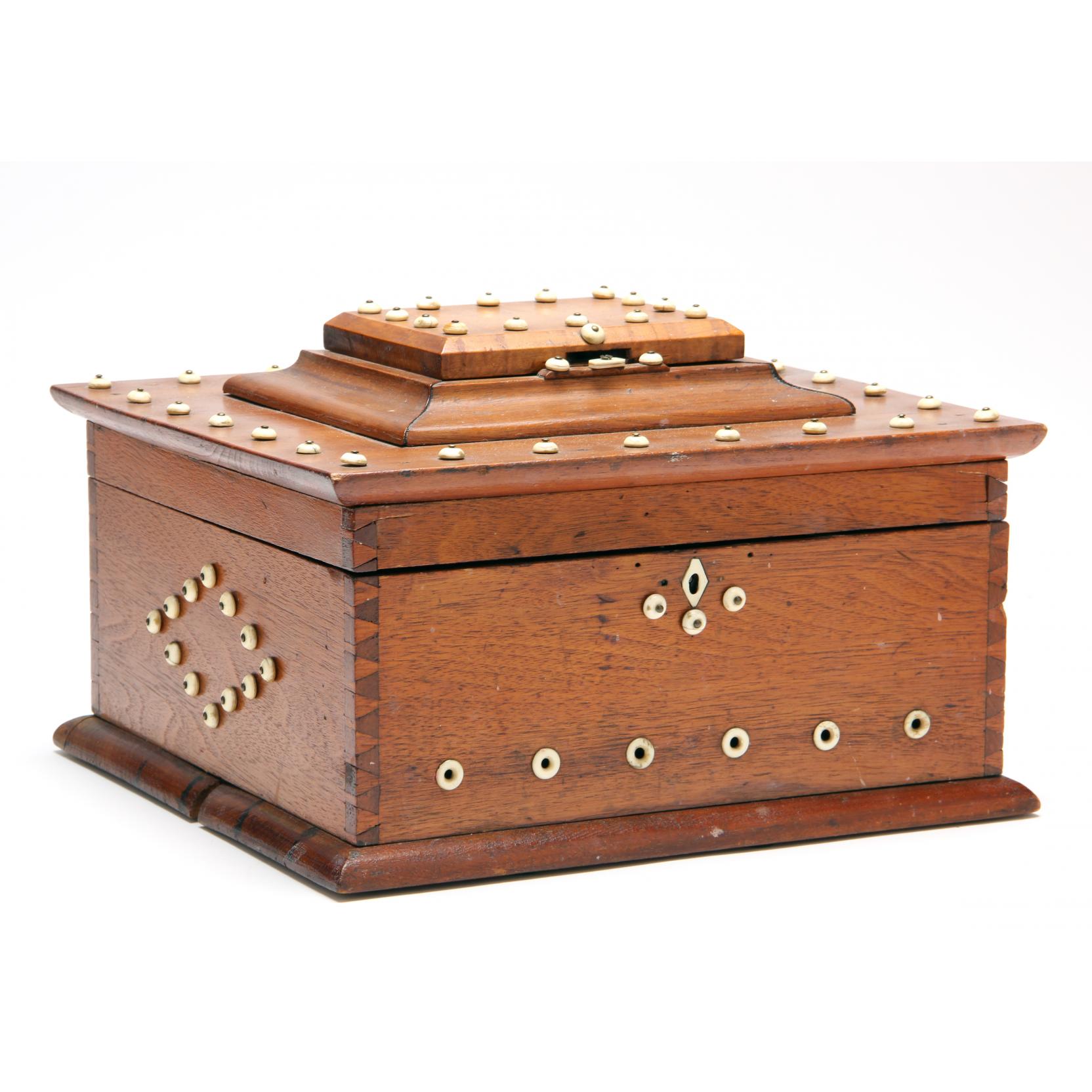 Appraisal: Sailor Made Sewing Box mid th century mahogany case with