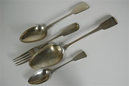 Appraisal: A matched set of silver flatware including Thirty-two fiddle pattern