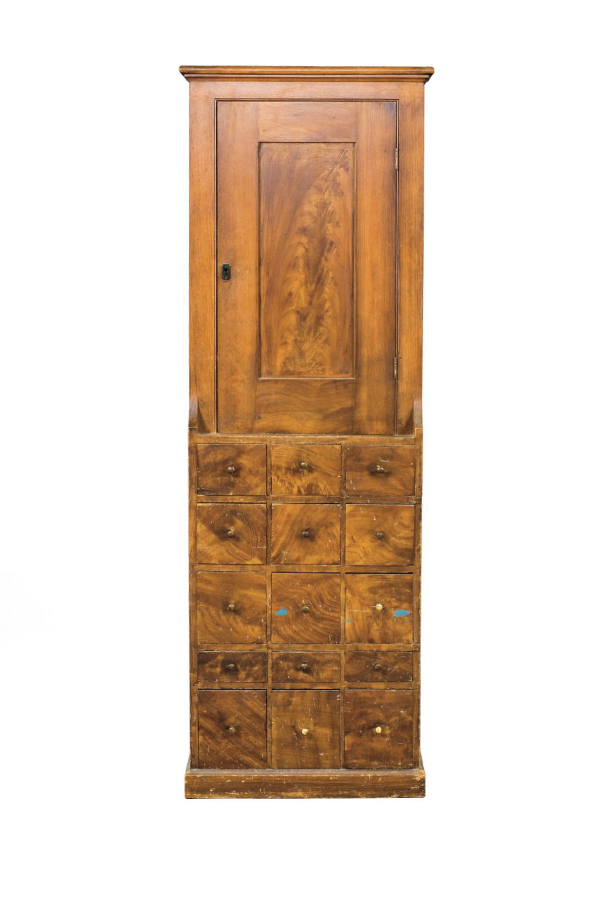 Appraisal: NEW HAMPSHIRE GRAIN-PAINTED PINE APOTHECARY CABINET The molded top above