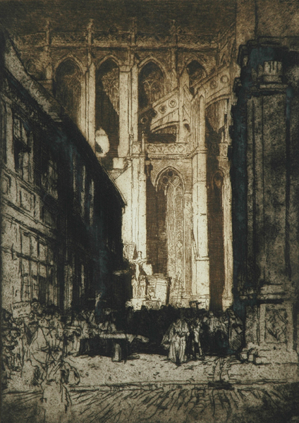 Appraisal: Frank Brangwyn - Church in Belgium etching signed 'Frank Brangwyn'