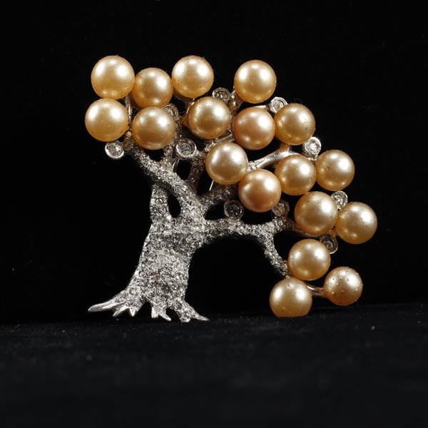 Appraisal: Vintage Pennino Faux Pearl Pave Rhinestone Rhodium Plated Figural Tree