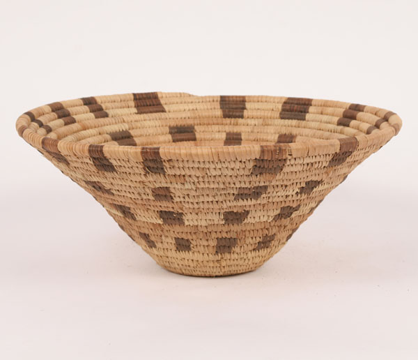 Appraisal: African woven coil basket bowl with geometric design H x