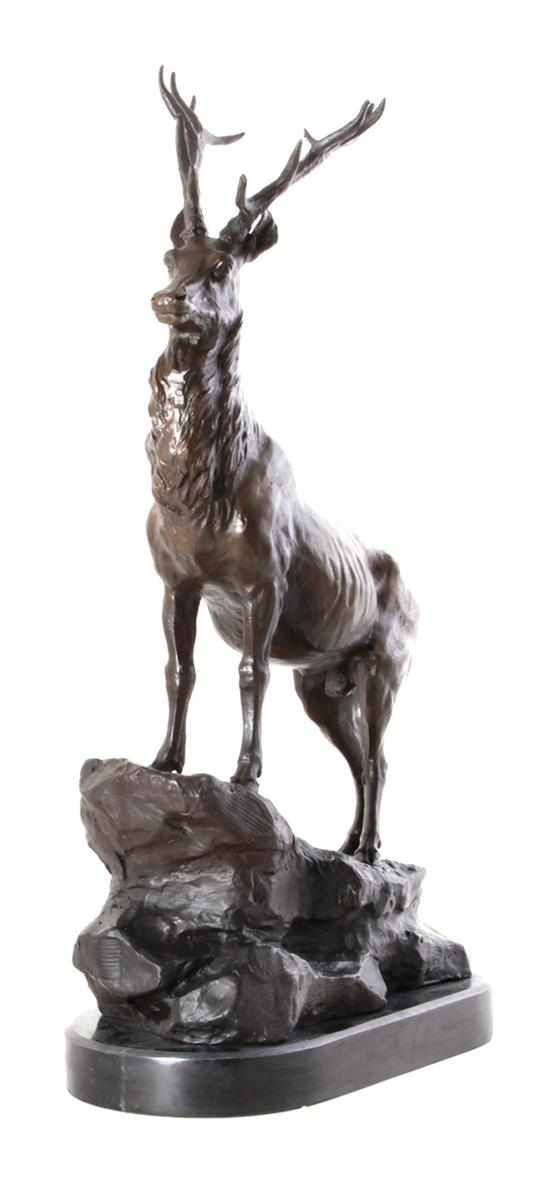 Appraisal: Bronze sculpture of majestic elk after Barye Continental th century