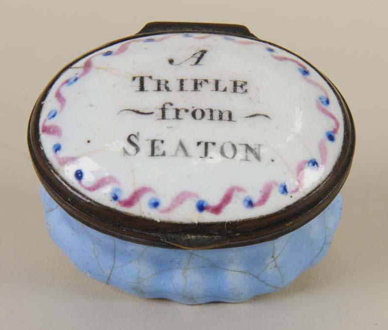 Appraisal: Battersea Enameled Box A Trifle From Seaton Description Late th