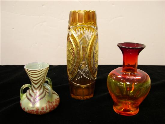 Appraisal: Glass including Blenko red to amber vase '' h Czech