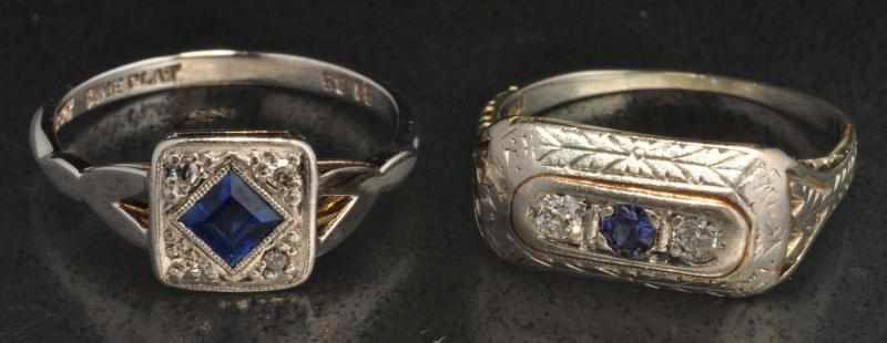 Appraisal: Lot of Diamond Sapphire Rings Description Includes one K ring