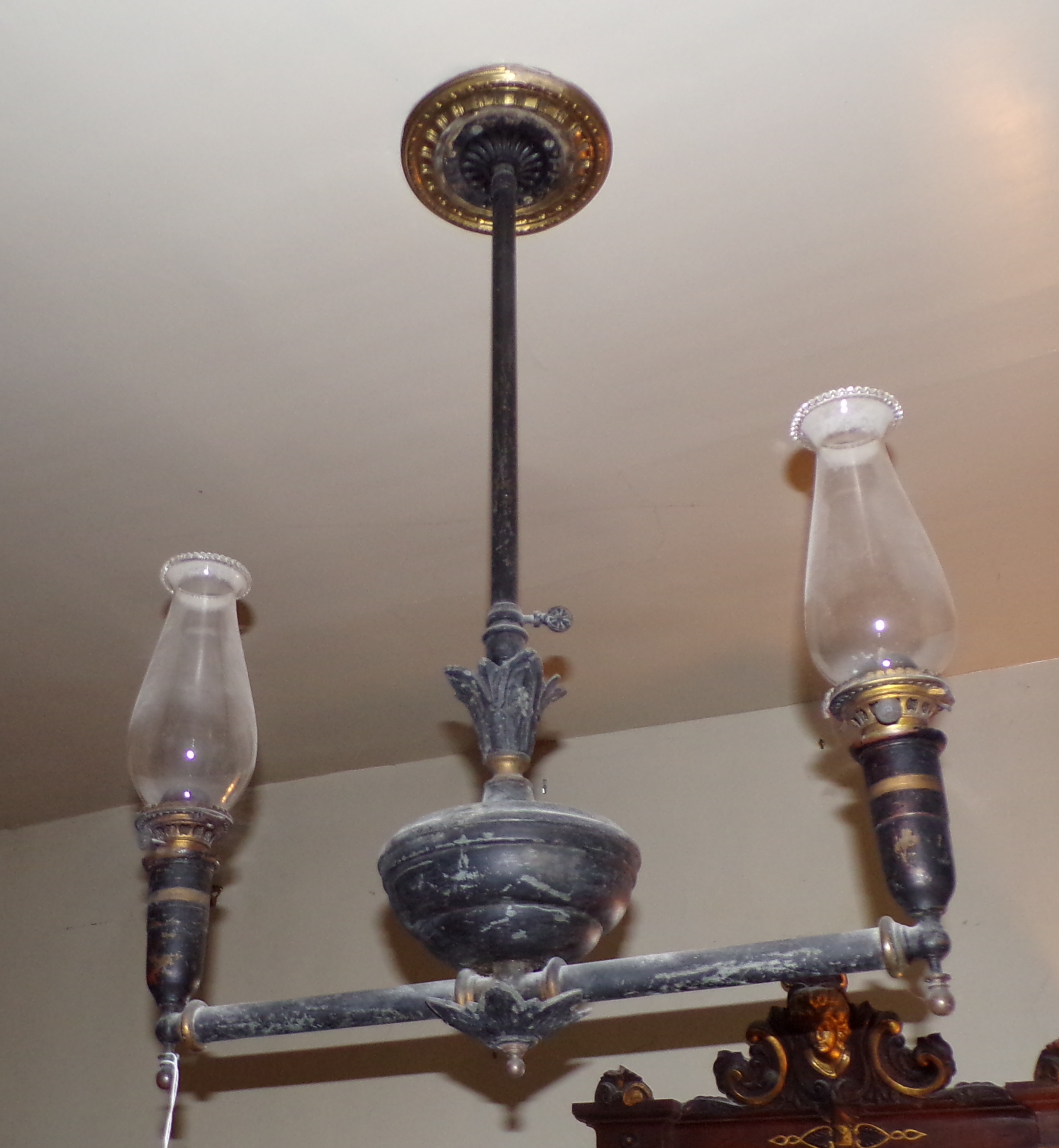 Appraisal: Cast iron chandelier -way ''