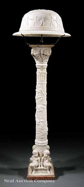 Appraisal: A Monumental Italian Carved Alabaster Floor Lamp late th early