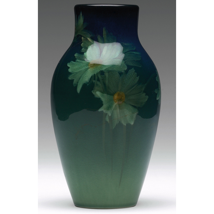 Appraisal: Rookwood vase Sea Green glaze with a nicely painted floral