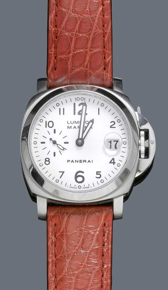 Appraisal: GENTLEMAN'S WRISTWATCH AUTOMATIC PANERAI LUMINOR MARINA Steel Ref OP Steel