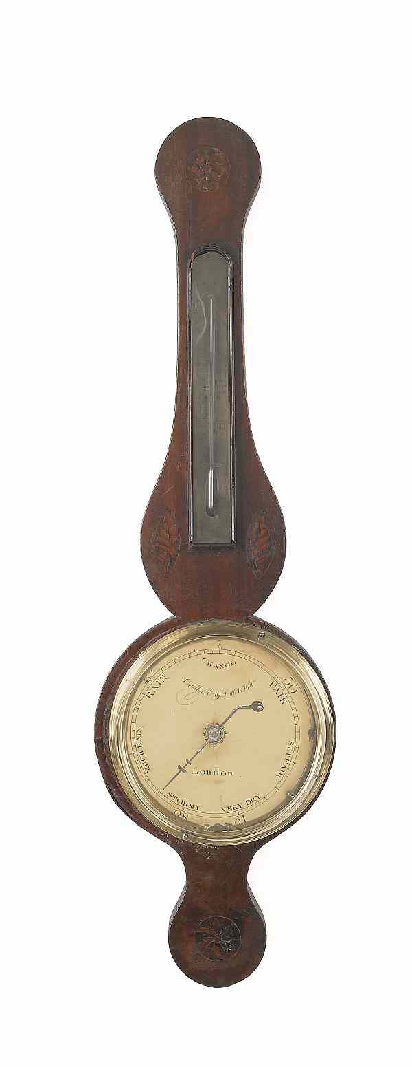 Appraisal: English mahogany banjo barometer early th c signed Ortelly Co