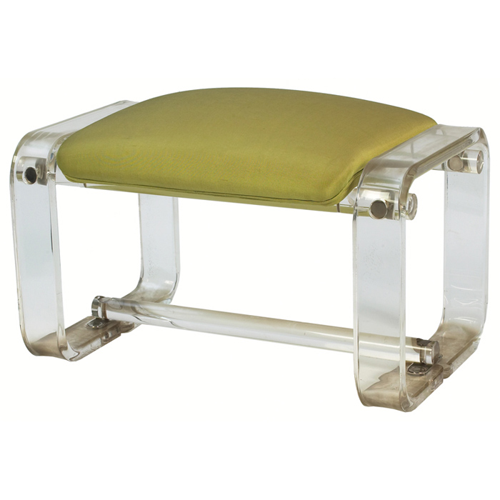 Appraisal: Modern foot stool maker unknown original green upholstery with Lucite