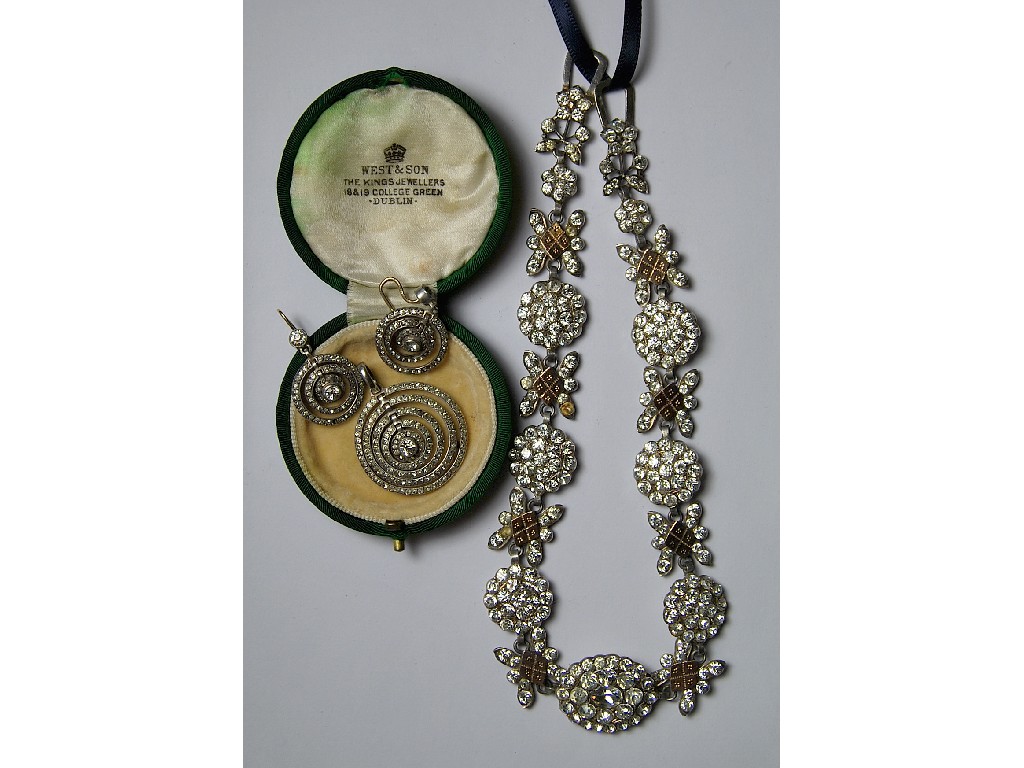 Appraisal: French Empire white paste necklace formed from graduated clusters of