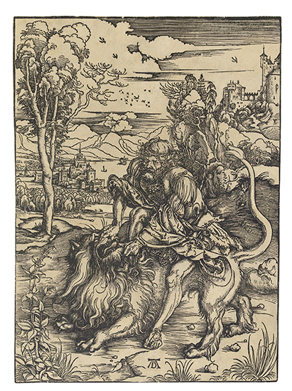 Appraisal: ALBRECHT D RER Samson Fighting with the Lion Woodcut circa