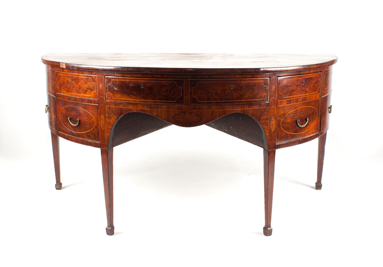 Appraisal: George III mahogany demilune sideboard fourth quarter- th century top